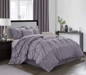 Girlsb2b Stratford Park Pinch 7-piece Comforter Set For Girls Purple King Size Bedd Inch