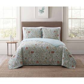 84278342 Style 212 2pc Twin/twin Extra Long Bedford Quilt Set Blue/blush -