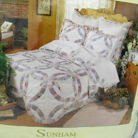 Sunham Bedding Ny 734737002043 Country Cottage Quilt Twin 68x86 Handmade Patchwork Floral Rings Home New