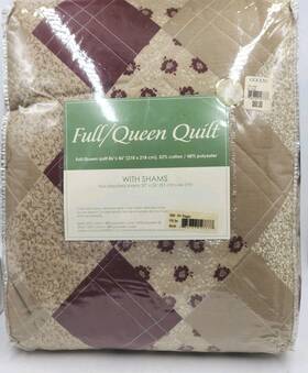 Sunham Home Fashions 734737127777 Full/queen Quilt 86 With 2 Shams Burgundy/tan Prague
