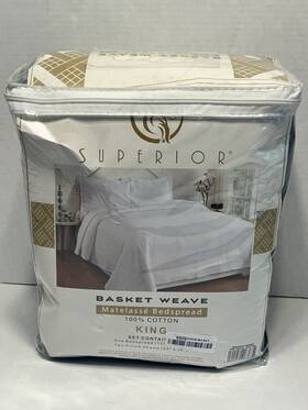 109808 Superior Basket Weave Matelasse Bedspread - 100% Cotton And 2 Shams- King Deep Sea 109808 Superior Basket Weave Matelasse Bedspread - 100% Cotton And 2 Shams- King Deep Sea