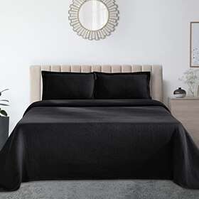 Superior 190052063624 Jacquard Matelasse 100% Cotton Basketweave 3-piece King Black
