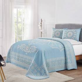 Superior 190052194311 Cotton Blend Bedspread 3-piece Set Light Weight Blanket 2 Matching Pillow S