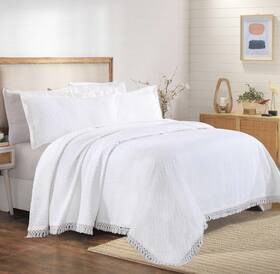 Superior 190052302181 Remi Cotton Blend 3 Piece Bedspread Set Oversized King