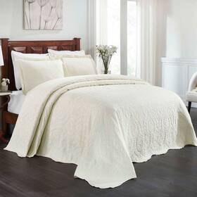 Superior 190052302372 Aspen Jacquard Floral Scalloped Edges Cotton Blend