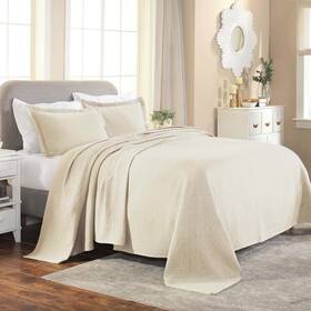 Superior 190052355088 3 Piece Basketweave Cotton Bedspread Set Home Bed Decor Decorative Spre