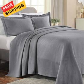Superior 889954107269 Solitaire Cotton 2 Piece Bedspread Set Home Bed Decor Twin Grey