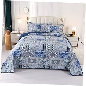 Sup-9454000-us Suprehomeus Cotton Quilt King Size Blue Floral King-106 X 98 Inch Bohemian