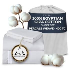Sweave 047793900919 100% Egyptian Cotton Percale Sheets King Size - Genuine Luxurious 400 Thread