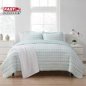 Sweet Home Collection 313050533566 Quilt Sets Prewashed Checkered Plaid Embroidered Vintage S