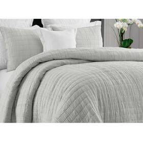 Swift Home 840970158437 Enzyme Washed Crinkle Quilted Bedspread Set. Grey. King/cal King