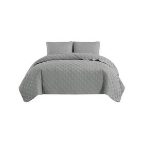 918915-kck-lgr Swift Home All-seasons Diamond-stitch Microfiber King/cal King Quilt Set 3-pcs