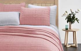 Kkqlt3-001-fqco Swift Home Crinkled Quilt Set Double/queen Coral