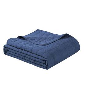 Kkqt3-001 Swift Home Enzyme Washed Crinkle Quilted Bedspread Full/queen Size Navy