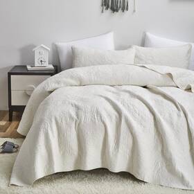 8541803769 Tache Home Fashion Cotton Damask Paisley Vanilla Cream Ivory Elegant Matelass Embroider