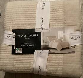 100002 Tahari Full/queen 100% Cotton Quilt Beige Oeko-tex Certified 88x92