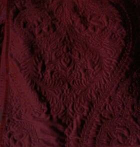 2488cs Tahari Full/queen Velvet Quilt Comforter Anita Ogee Holland Maroon Wine