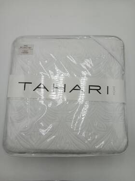 Tahari 735732446467 3pc Ivory Anita Ogee Holland King Velvet Quilt Pillow Sham Set Designer