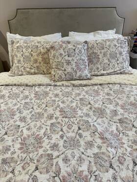 119737 Tahari Home Queen Floral Cotton Bedspread Set With Throw Pillow
