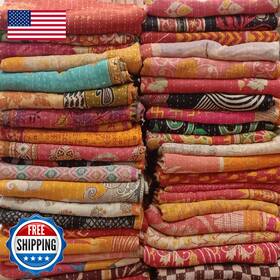 B07vm4vjly Textillhub Indian Vintage Reversible Handmade Blanket Kantha Throw Hippie