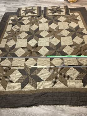 An-9300 The Bitloom Co. King Patchwork Quilt 100% Cotton Brown Beige An 9300