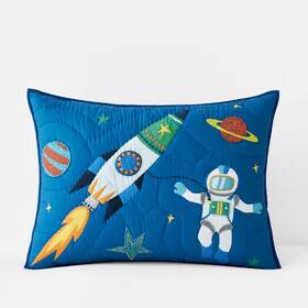 The Company Store 445005912935 Kids Outerspace Quilt Ink Blue Standard Sham