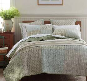 51804q-kck-green The Company Store Cotton Megara Patchwork Quilt - Green Twin/twin Xl