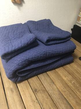 C2f8-fq-stem The Company Store Cotton Voile Quilt Set Blue King 2 Standard Shams 104x92 Inch Euc
