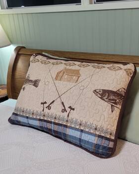 072025-tbgwb.50 The Lakeside Collection Pillow Sham Fly Fishing Rustic Cabin Lodge 1 Standard Size