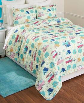 The Lakeside Collection 190941404941 Happy Glamping Lifestyle Bedding Quilt Set Full/queen