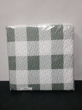 84007710 The Lakeside Collection Checkered Bed Quilt Set With Pillow Shams - Gray Full/queen 3 New