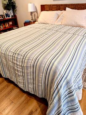 Rn-78138 The Vermont Country Store Seersucker Bedspread Coverlet Spring Stripe Cotton Queen 126x107