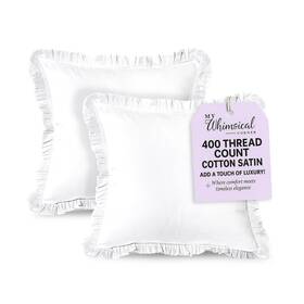 Wcwrc0001-20 The Whimsical Corner White Cotton Ruffle Pillow Protectors Throw Sham Covers With Hidden Zipper 20