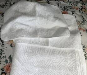 Ca41230 Threadhouse White Full/queen Quilted Cotton Coverlet 83 Inch X79 2 Pillow Shams 27