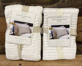Threshold 191908535081 Lof Of 2 Standard Shams Double Cloth Quilt - Cream With Tassels