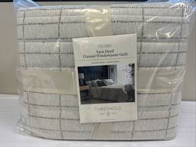 Threshold 191908877204 Flannel Yarn Dyed Windowpane Cream Full Queen Quilt