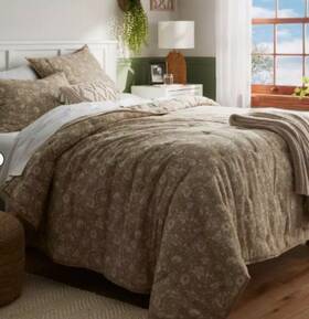 Threshold 191908958606 Full/queen Floral Print Trad Cotton Voile Lofty Quilt New In Plastic