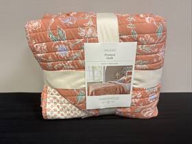 Threshold 191908983073 Twin Floral Boho Reversible Printed Quilt Bronze