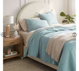 Threshold 197543812785 Double Cloth King Quilt 2 Shams- Light Teal Blue