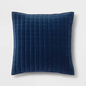 Threshold 490601535641 Euro Channel Stitch Velvet Quilt Sham Navy Solid 26 Inch X26 Target