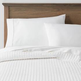 81786124 Threshold Full/queen Washed Cotton Sateen Quilt White -