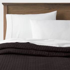 81786126 Threshold Quilt Cotton Sateen Minimalist Pick Stitch Oeko-tex Black Full/queen