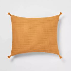 81786202 Threshold King Double Cloth Quilt Sham Mustard - Cotton And Polyester Jacquard