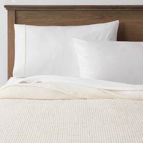 81786213 Threshold Full/queen Double Cloth Quilt Cream 92 Inch L 88 W