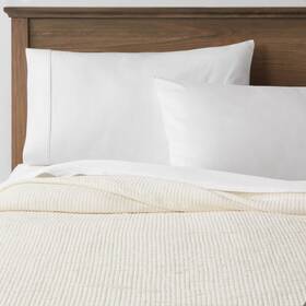 81786225 Threshold Double Cloth Quilt Cream - King Plus