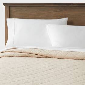 83244957 Threshold Twin/twin Extra Long Diamond Stitch Cotton Linen Quilt Khaki -
