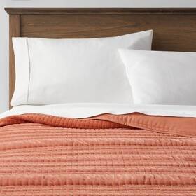 83890760 Threshold Quilt Velvet Quilted Solid Lightweight Terracotta/bronze Twin/twinxl