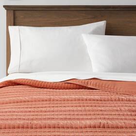 83890780 Threshold Velvet Quilt Solid Quilted Lightweight Terracotta/bronze King
