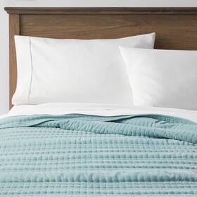 83890784 Threshold Full/queen Lofty Velvet Quilt Light Teal Blue -