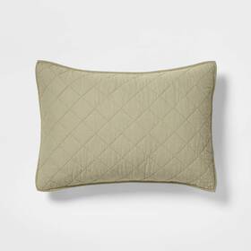83903947 Threshold King Diamond Stitch Cotton Linen Quilt Sham Moss Green - Oeko-tex